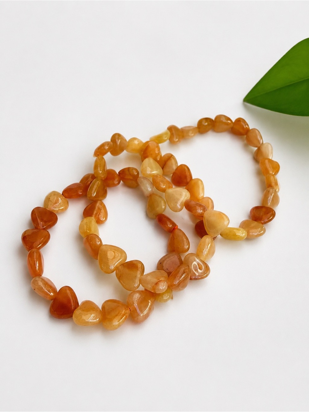 Natural Carnelian Heart Beaded Bracelet -See description